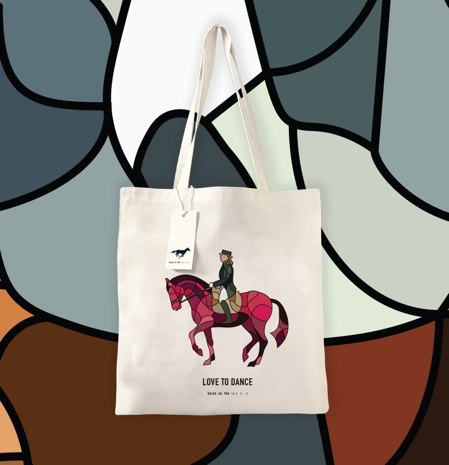 Horse on the loose tote bag design