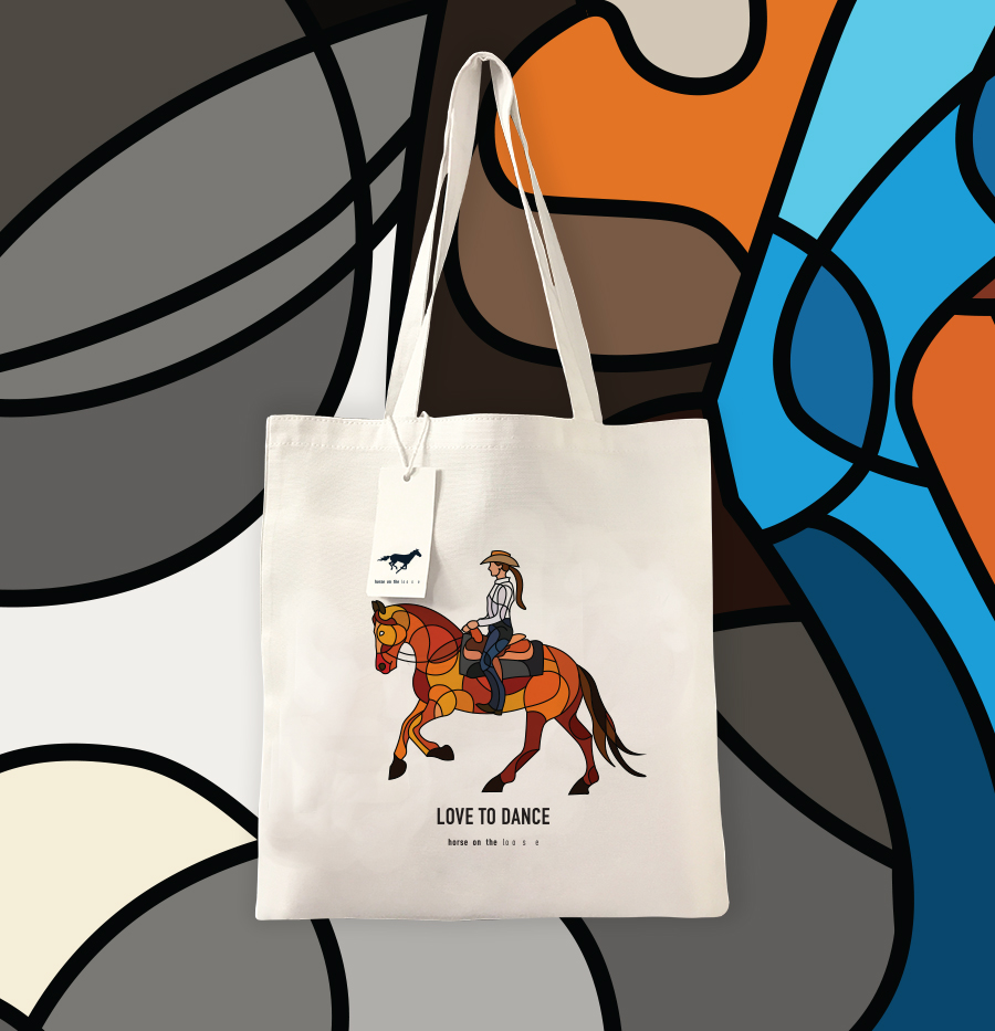 Horse on the loose tote bags for equestrian 