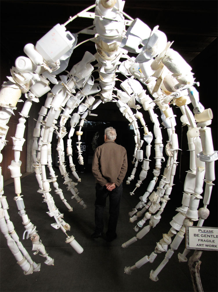 Washed Ashore plastic whale exhibit